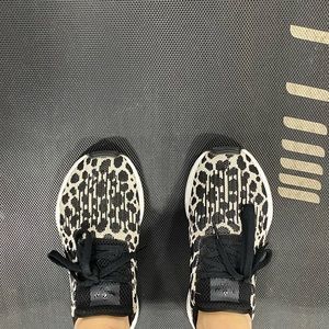 Leopard print Adidas athletic shoes